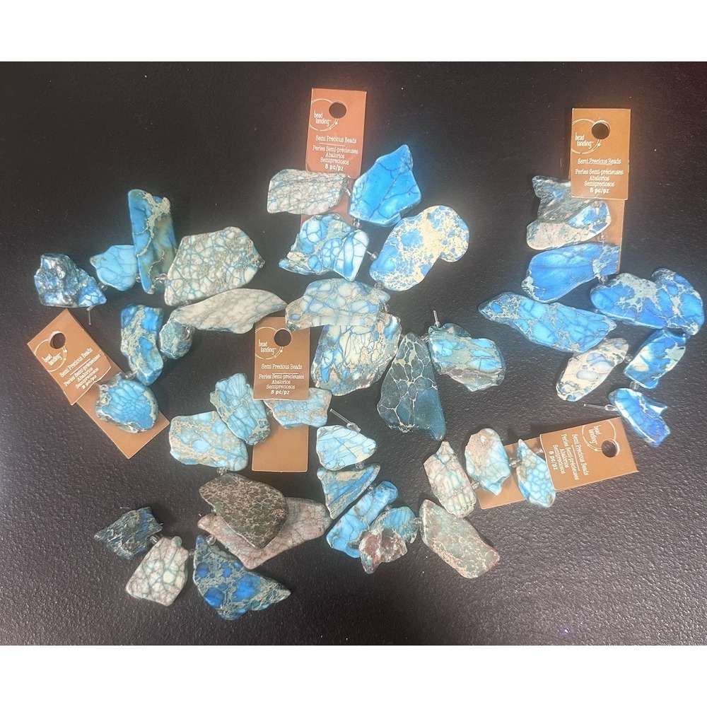 Semi Precious Sliced Jasper Blue Lot Of 5